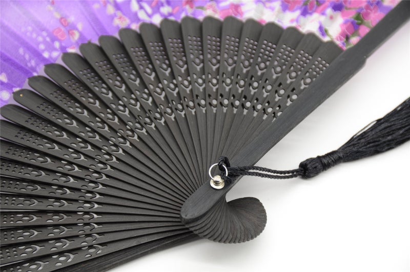 OMyTeaÂ® Women Hand Held Silk Folding Fans with Bamboo Frame - with a Fabric Sleeve for Protection for Gifts - Sakura Cherry Blossom Pattern (WZS-38) - Image 4
